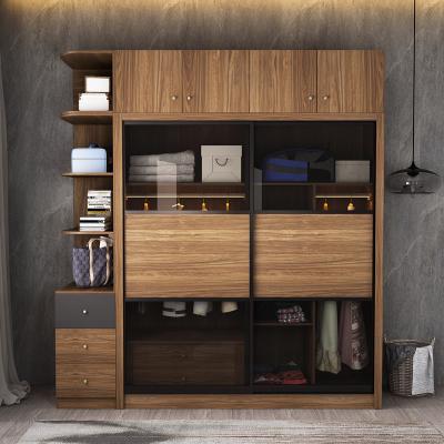 China Laminate MDF Melamine Wood Furniture Bedroom Wall Closet Wardrobe With Sliding Doors for sale