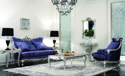 China CAD 3D 3 Piece Luxury Living Room Furniture Modern Blue 3 2 1 Seater Velvet Sofa Sets for sale