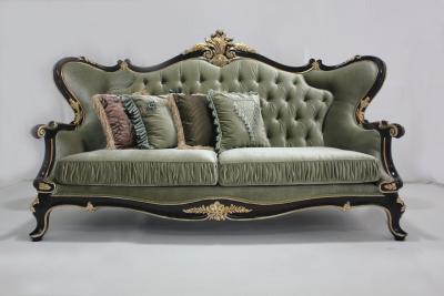 China Veludo adornado OEM ciano Sofa Set Living Room clássico de madeira secional 2 Seat à venda