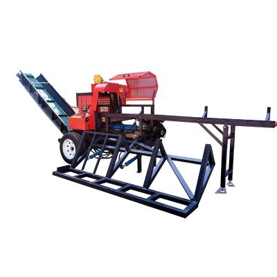 China new designed gasoline 35t 600mm diameter firewood processor combined saw splitter with log lift for sale
