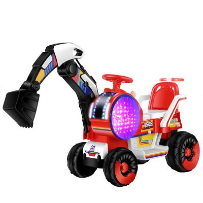 China 2023 Children's Electric Toys Excavator Engineering Ride On Car for Kids Plastic Yellow for sale