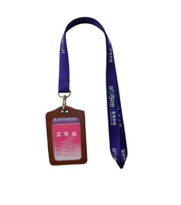 China Lanyards with leather name card holder for sale