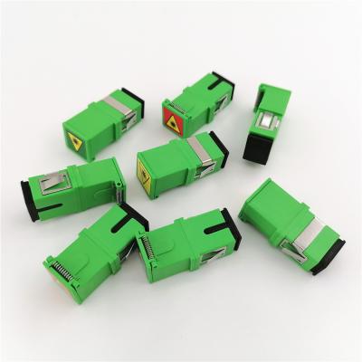 China Green Shell Auto Simplex SC APC Singlemode Fiber Optic Adapters For FTTH for sale