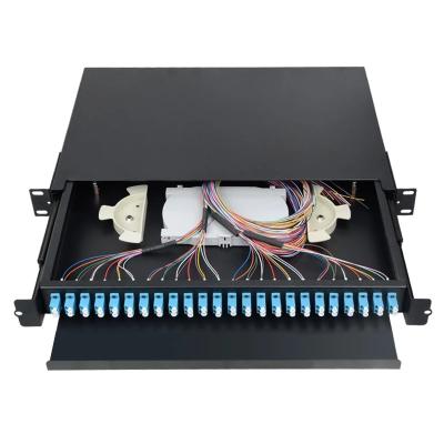 China 24 Cores Fiber Optic Patch Panel , Cold Rolled Steel SPCC LC Patch Panel for sale