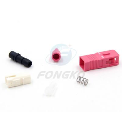China SC/PC 0.9 Simplex  Plastic Stop OM4 Rose/Pink Optical Fiber Patch cord Connector Parts for sale