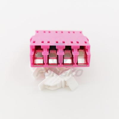 China LC OM4 Pink Quad Fiber Optic Adapter With Auto Shutter 850nm for sale