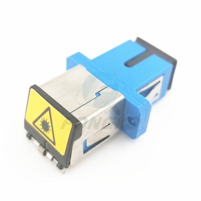 China MM SC UPC Blue Simplex Fiber Optic Adapter With Shutter For FTTX Network System for sale