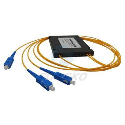China PLC Splitter With Connector  1 meter 1*2 Abs Box  Type PLC optic fiber Splitter for sale