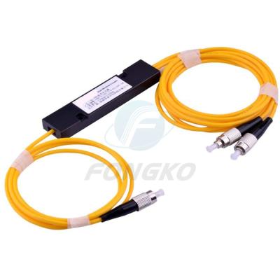 China Divisor ótico 1310nm ou 1490nm ou 1550nm da fibra ótica do único modo 1X2 do acoplador do ABS 1*2 FC UPC FBT da venda quente à venda