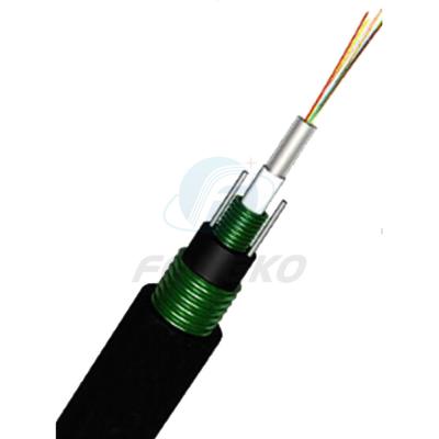 China Corazones acorazados del cable de Ethernet del doble de fibra óptica del cable GYXTW53 1-12 en venta