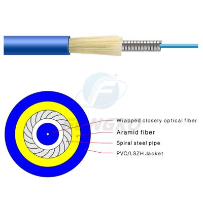 China Single Mode Simplex Armored Optical Fiber Cable GJSFJV With PVC Jacket for sale
