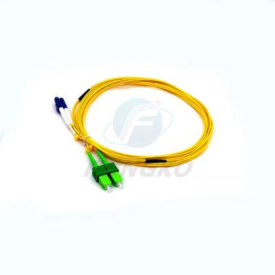 China Cabo de remendo da fibra 3 medidores de Dublex verde Lc à fibra ótica frente e verso Singlemode Lc frente e verso do cabo do remendo da fibra do Sc - patchcor do Sc à venda