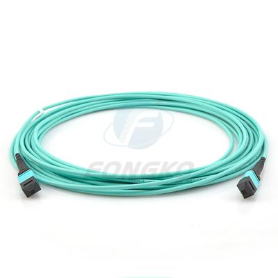 China Professional Factory 12 cores  Fiber Optic Patchcord OM3 male MPO Fiber Optic Patch cord for sale