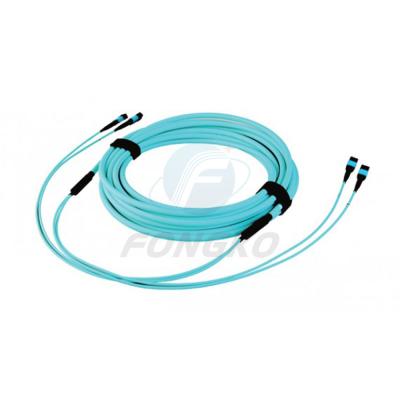 China 1 meter 24 Core OM3 Multimode Fiber Optical MPO Trunk Cable for sale