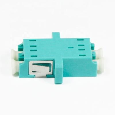 China Single Model Optical Fiber Adapter LC Upc To LC Upc Duplex Om3 Adapter With Flange for sale