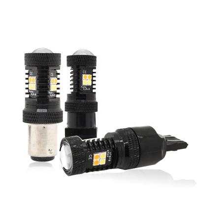 China Dual Color White Yellow 12V Switchback LED Brake Turn Signal Lights 1157 3157 7443 3030 16SMD for sale