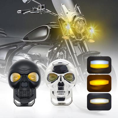 China 3inch 40w Motorcycle Skull Headlights External Spotlight LED Mini Driving Light Dual Color for sale