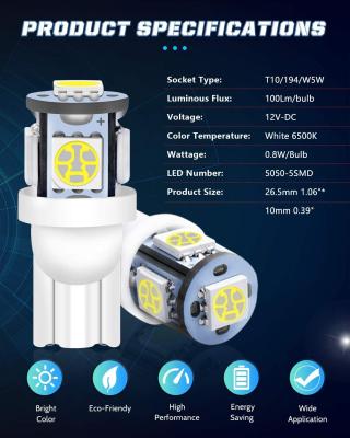 China 194 bombillas automotrices del LED 6500K acuñan T10 SMD 5050 saltan en venta