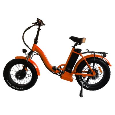 China Mens Mini Folding Electric Hybrid Bike Orange 48v Electric Folding Bicycle With Pedal Assist System for sale