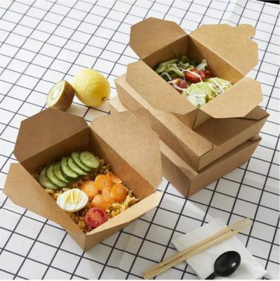 China Compostable Waterproof Kraft Paper Food Containers 500ml/600ml/700ml for sale