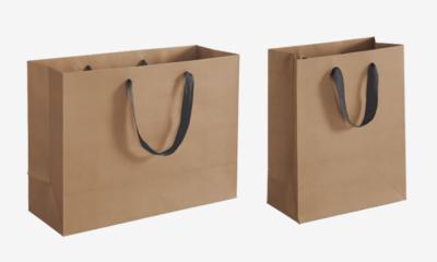 China Recycled Custom Kraft Paper Bags Ribbon Handle For Shopping for sale