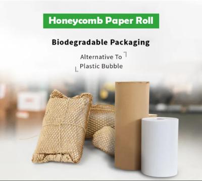 China Papel de embalaje biodegradable de Kraft del panal para envolver el dispensador de empaquetado de papel del abrigo del panal del rollo de Kraft del amortiguador en venta
