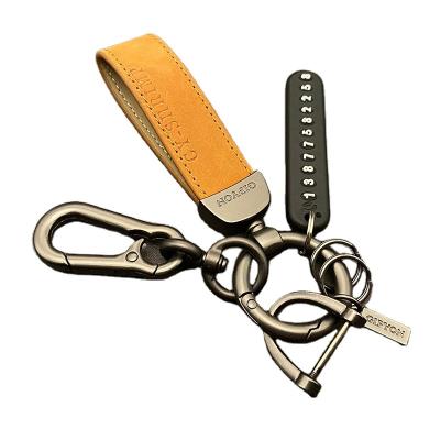 China Scratchproof Colorfast Car Keychain Holder Genuine Leather For Car Fob for sale