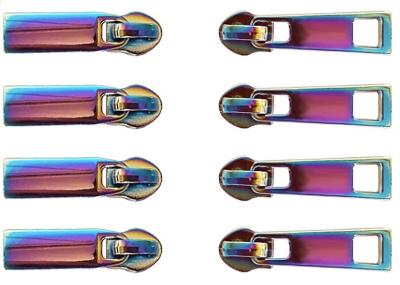 China Alalamu ISO9001 Decorative Metal Zippers Rainbow Zipper Pulls Multicolour for sale