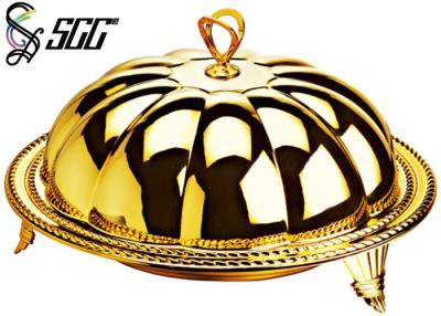 Chine Plat et couverture de gâteau de modèle de potiron plaqué par or avec trois jambes d'acier inoxydable à vendre