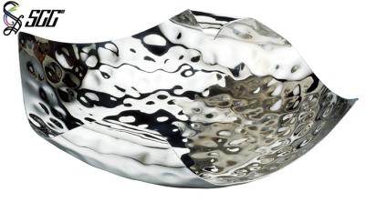 China SUS304 Seafood / Fruit Display Hammered Silver Plated Butter Dish with 2 Sizes for sale