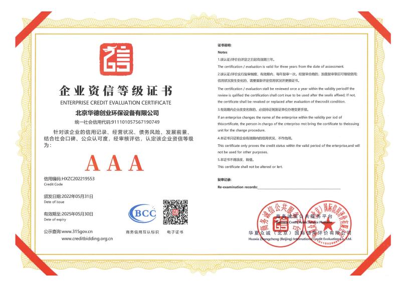  - Beijing Huade Creation Environmental Protection Equipment Co., Ltd.