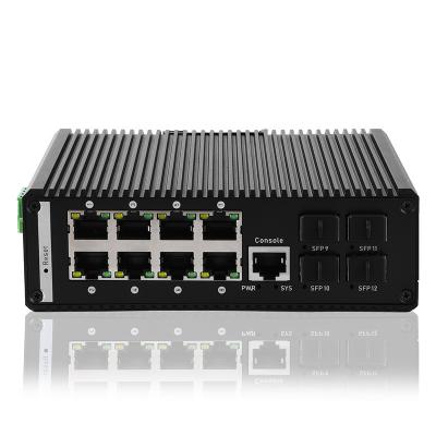 China 120W Industrial Gigabit POE Switch 8 POE Port 4 SFP Fiber Slot Port for sale