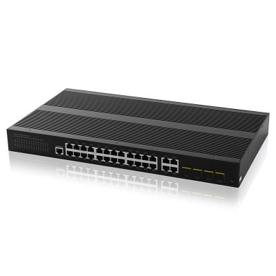 China 56Gbps POE Powered Unmanaged Switch 24 Gigabit POE Port 4 SFP Slot Port for sale