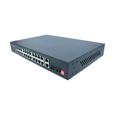 China Industrial 24 Port Poe Switch Unmanaged 100M Fiber Optic Poe Switch for sale