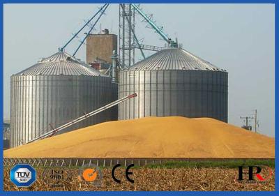 China 500T 1000T 10000T Vertical Grain Storage Silo , Hot Dip Galvanized Flat Bottom Grain Bins for sale