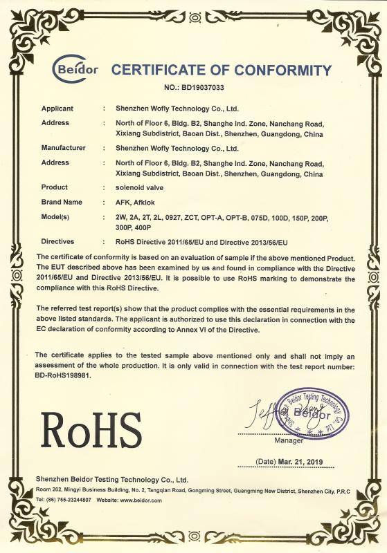 RoHS - Shenzhen Wofly Technology Co., Ltd.
