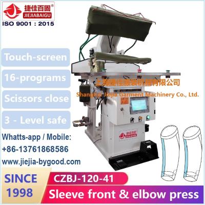 China 750w Cloth Press Machine Automatic Double Sleeve Elbow Press Touch Screen Plc for sale