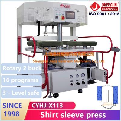 China shirt press machine rotary turn & vertical press for double sleeve for sale