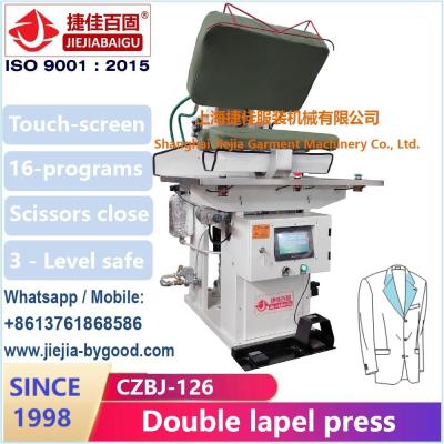 China Máquina 1.5kw de la prensa del lavadero del PLC del LED que plancha de la prensa del traje doble comercial de la solapa en venta