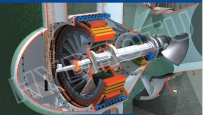 China Tipo turbina hidráulica de la reacción de la eficacia alta del bulbo/turbina del agua para el proyecto de la hidroelectricidad de la cabeza del agua baja en venta
