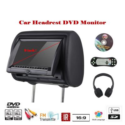 China Pillow TFT LED Car Headrest DVD Monitor Custom Made Language Menu Remote Control for sale