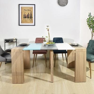 China 160-205cmExtensible Flexible Dining Table Seating Wooden Oak Desk for 6 to 8 Persons Dining Room for sale