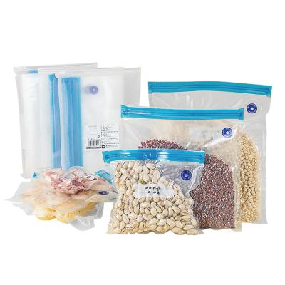 China Food Vacuum Zipper Bags Transparent Reuseable For Rice And Bean Storage for sale
