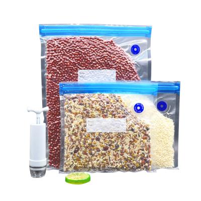 China Reusable Freshsaver Zipper Bags Nuts Beans Vacuum Seal Bag With Zipper for sale