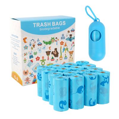 China Custom Printed Blue Biodegradable Plastic Bag Extra Thick And Strong For Pet Poop With Dispenser à venda