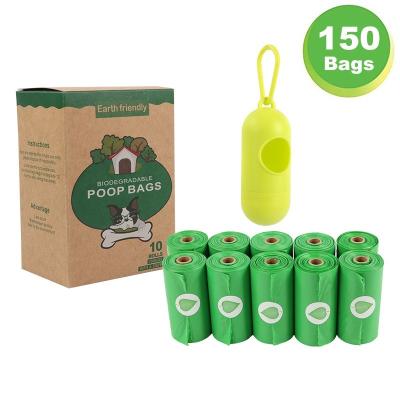中国 Cornstarch Based Scented Biodegradable Dog Trash Bag Green With Dispenser 販売のため