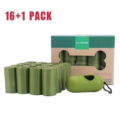 China 16 Pack Biodegradable Plastic Bag For Pet Poop Compostable With Holder Dispenser for sale