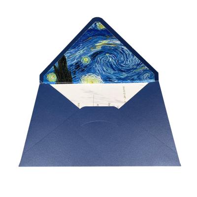 China Custom Logo Printing Protective Cardboard Envelopes Business Blue Color Gold Stamping for sale