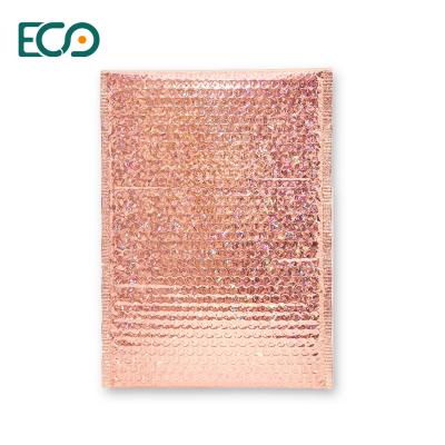 China Gold Pink Eco Friendly Bubble Mailer Expandable Holographic Shiny for sale