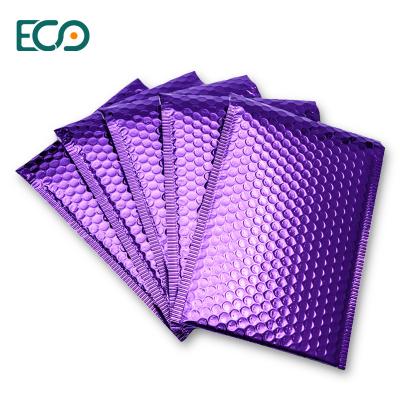 China Large Custom Logo Eco Friendly Bubble Mailer Light Metallic Poly Purple Bubble Mailers for sale